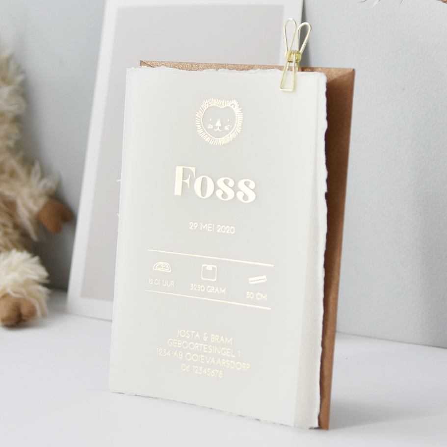 Gebruik kalkpapier voor je geboortekaartje